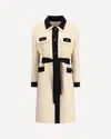Valentino Belted Collar Coat With Contrasting Profiles And Pockets In Neutral