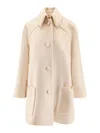 Valentino Longline Coat Front Pockets In Neutral