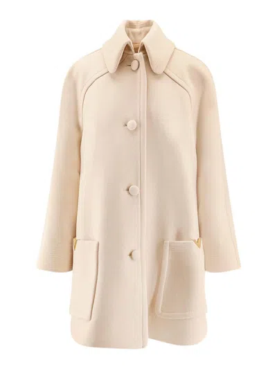 Valentino Virgin Wool Coat In White