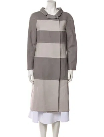Pre-owned Valentino Virgin Wool Colorblock Pattern Coat In Gray