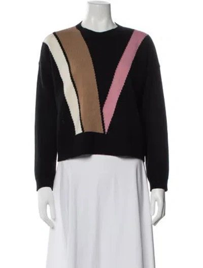 Pre-owned Valentino Virgin Wool Colorblock Pattern Sweater In Black