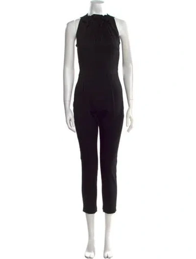 Pre-owned Valentino Virgin Wool Cowl Neck Jumpsuit In Black