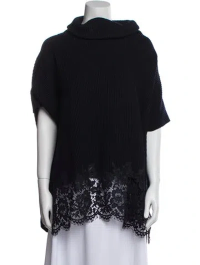 Pre-owned Valentino Virgin Wool Cowl Neck Sweater In Blue