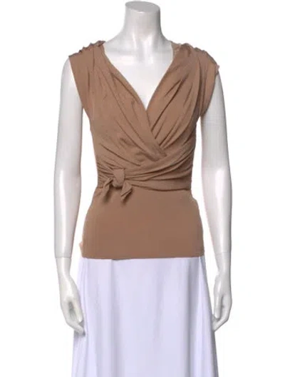 Pre-owned Valentino Virgin Wool Cowl Neck Top In Neutral