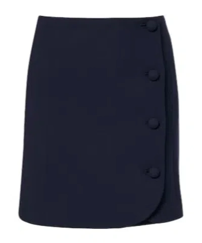 Valentino Virgin Wool Crêpe Miniskirt In Blue