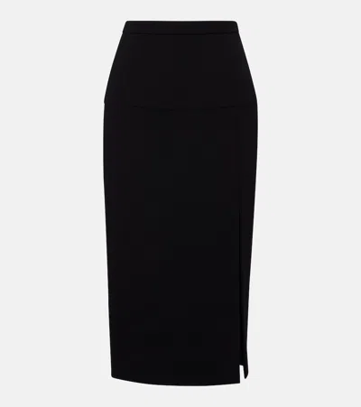 Valentino Virgin Wool Crêpe Pencil Skirt In Black