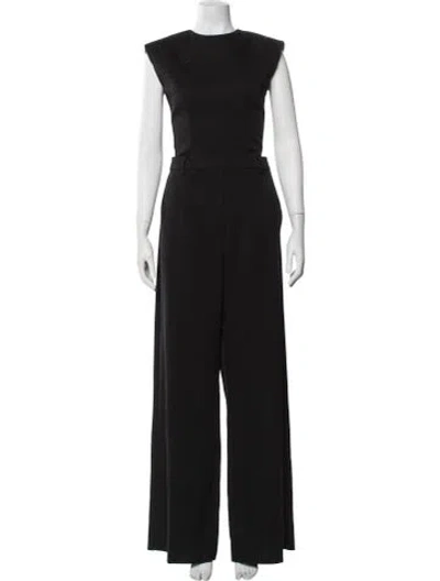 Pre-owned Valentino Virgin Wool Crew Neck Jumpsuit In Black