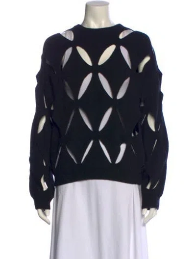 Pre-owned Valentino Virgin Wool Crew Neck Sweater In Black