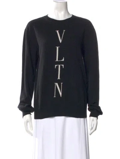 Pre-owned Valentino Virgin Wool Crew Neck Sweater In Black