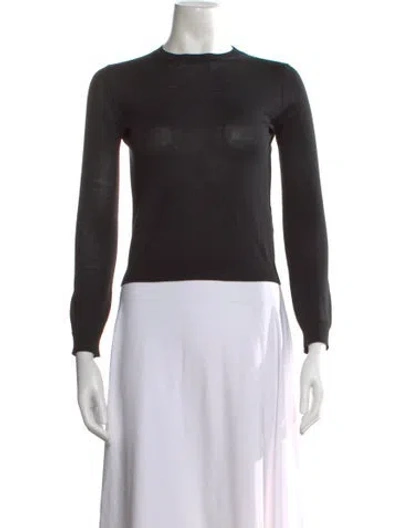 Pre-owned Valentino Virgin Wool Crew Neck Sweater In Black
