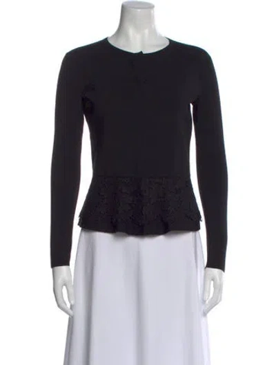 Pre-owned Valentino Virgin Wool Crew Neck Sweater In Black