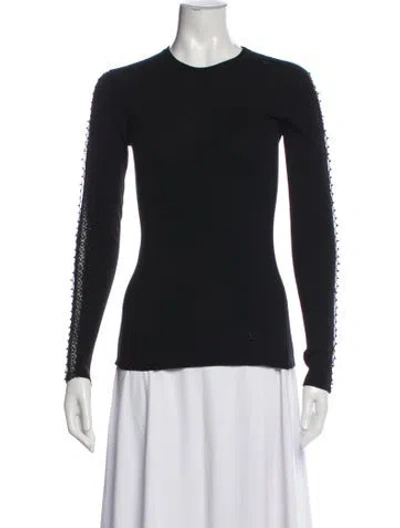 Pre-owned Valentino Virgin Wool Crew Neck Sweater In Black