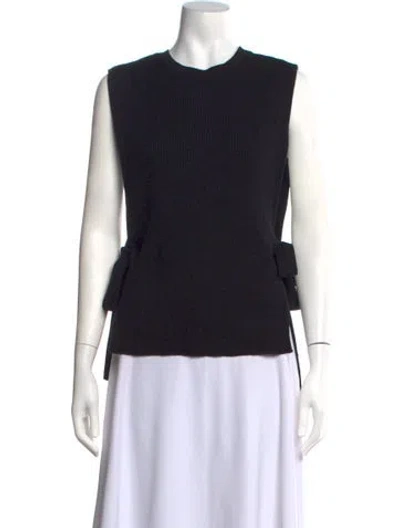 Pre-owned Valentino Virgin Wool Crew Neck Sweater In Black