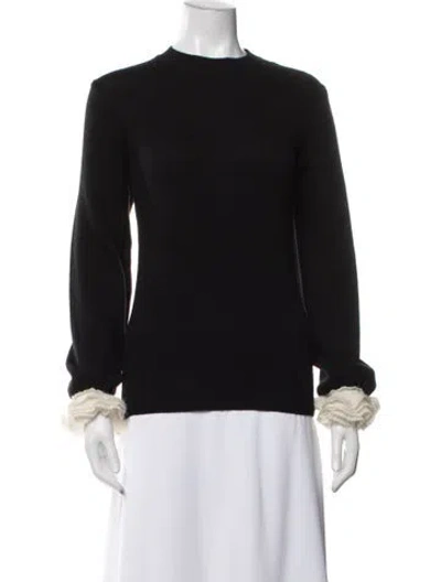 Pre-owned Valentino Virgin Wool Crew Neck Sweater In Black