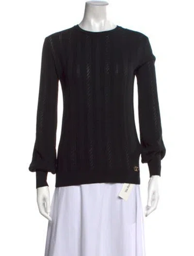 Pre-owned Valentino Virgin Wool Crew Neck Sweater In Black