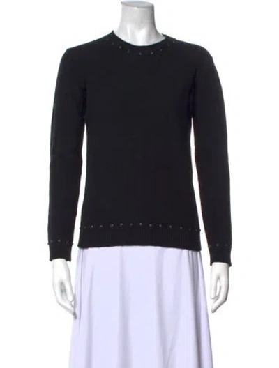 Pre-owned Valentino Virgin Wool Crew Neck Sweater In Black