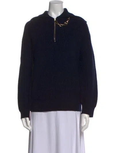 Pre-owned Valentino Virgin Wool Crew Neck Sweater In Blue