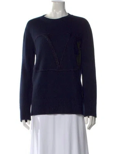 Pre-owned Valentino Virgin Wool Crew Neck Sweater In Blue