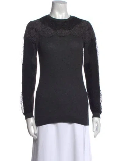 Pre-owned Valentino Virgin Wool Crew Neck Sweater In Gray