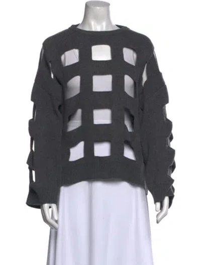Pre-owned Valentino Virgin Wool Crew Neck Sweater W/ Tags In Gray