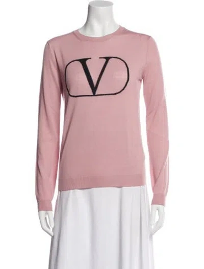 Pre-owned Valentino Virgin Wool Crew Neck Sweater W/ Tags In Pink