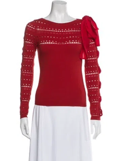 Pre-owned Valentino Virgin Wool Crew Neck Top In Red