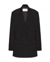 Valentino All-over Monogram Virgin Wool And Silk Double Breasted Blaze In Black