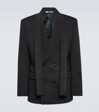 Valentino Elegant Black Wool Double-breasted Jacket