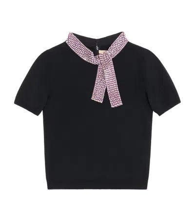 Valentino Virgin Wool Embellished Neck Sweater In Black