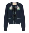 Valentino Embroidered Virgin-wool Cardigan In Blue
