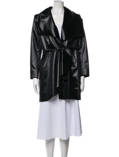 Pre-owned Valentino Virgin Wool Faux Fur Coat In Black