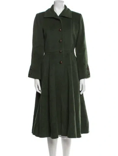 Pre-owned Valentino Virgin Wool Faux Fur Coat In Green
