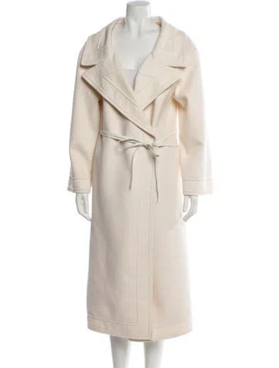 Pre-owned Valentino Virgin Wool Faux Fur Coat In Neutral