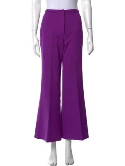 Pre-owned Valentino Virgin Wool Flared Pants In Purple