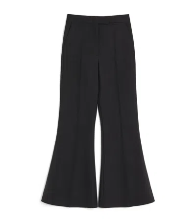 Valentino Virgin Wool Flared Tailored Trousers In Black