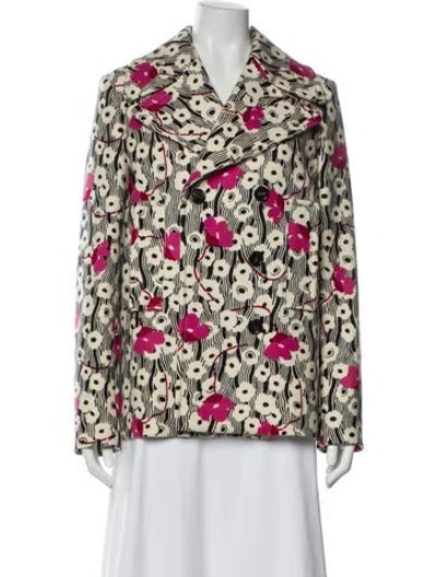 Pre-owned Valentino Virgin Wool Floral Print Jacket In Neutral