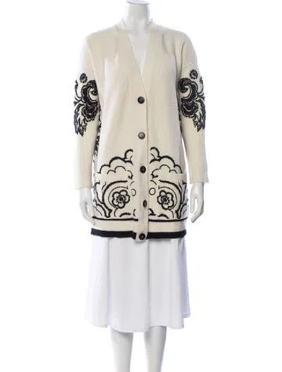 Pre-owned Valentino Virgin Wool Floral Print Sweater In Neutral