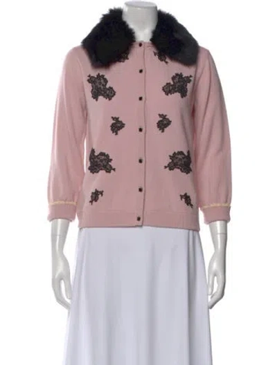 Pre-owned Valentino Virgin Wool Floral Print Sweater W/ Tags In Pink