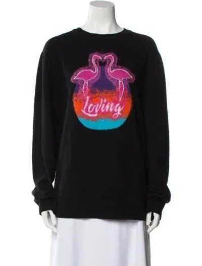 Pre-owned Valentino Virgin Wool Graphic Print Sweater In Black