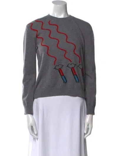 Pre-owned Valentino Virgin Wool Graphic Print Sweater In Black