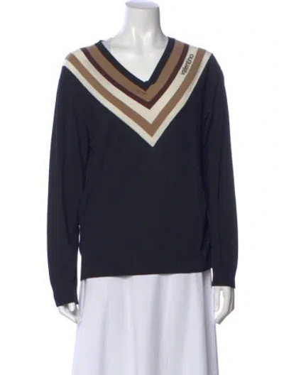 Pre-owned Valentino Virgin Wool Graphic Print Sweater In Black
