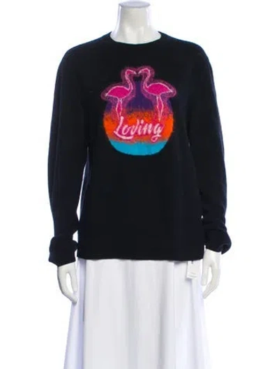 Pre-owned Valentino Virgin Wool Graphic Print Sweater In Black