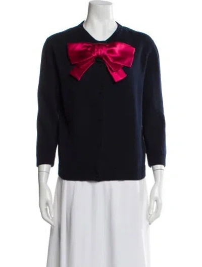Pre-owned Valentino Virgin Wool Graphic Print Sweater In Blue