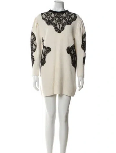 Pre-owned Valentino Virgin Wool Graphic Print Sweater In Neutral