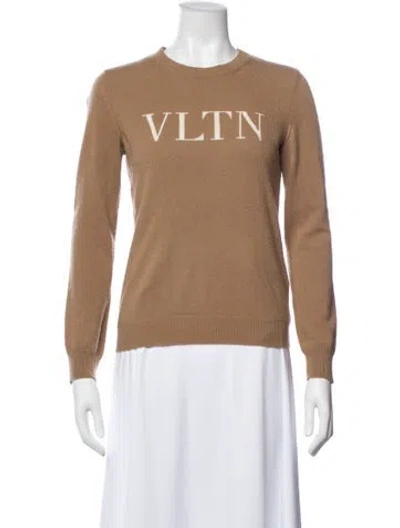 Pre-owned Valentino Virgin Wool Graphic Print Sweater In Neutral