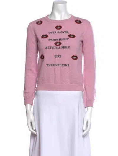 Pre-owned Valentino Virgin Wool Graphic Print Sweater In Pink