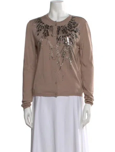 Pre-owned Valentino Virgin Wool Graphic Print Sweater In Pink