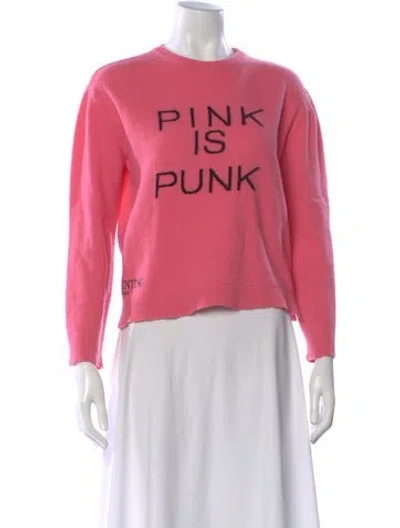 Pre-owned Valentino Virgin Wool Graphic Print Sweater In Pink