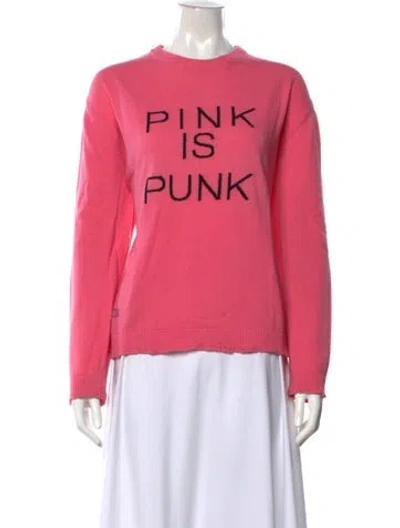 Pre-owned Valentino Virgin Wool Graphic Print Sweater In Pink