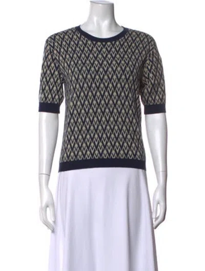 Pre-owned Valentino Virgin Wool Graphic Print Sweater In Purple